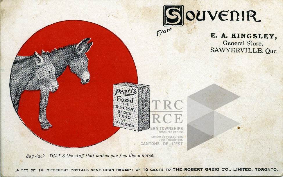 Souvenir from E.A. Kingsley General Store, Sawyerville, Que. Eastern